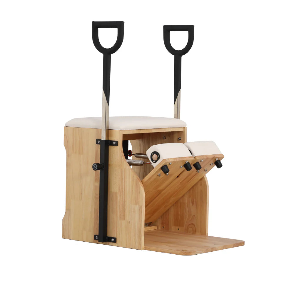 Wooden Pilates Chair – Compact Dual Handle Wunda Chair with Rubberwood Frame