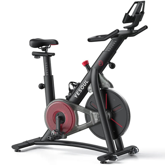Indoor Exercise Bike with Bluetooth App Sync, Silent Magnetic Resistance & Adjustable Seat