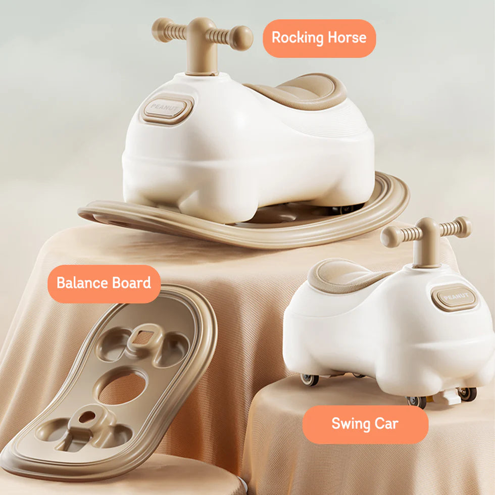 Urban Culture Homes Multifunctional Children's Swing Car/Rocking Horse | 3-in-1 Play Vehicle with Helmet & Backpack