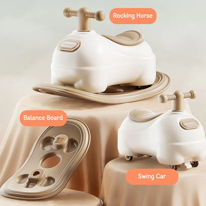 Urban Culture Homes Multifunctional Children's Swing Car/Rocking Horse | 3-in-1 Play Vehicle with Helmet & Backpack