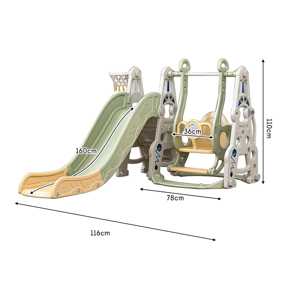 Urban Culture Homes 6-in-1 Children's Slide With Swing | Multi-Activity Play Center with Story Machine