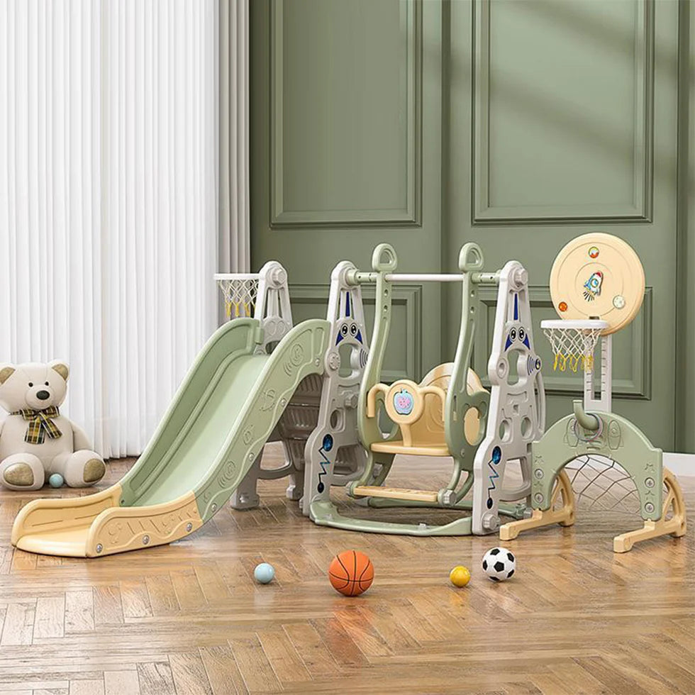 Urban Culture Homes 6-in-1 Children's Slide With Swing | Multi-Activity Play Center with Story Machine