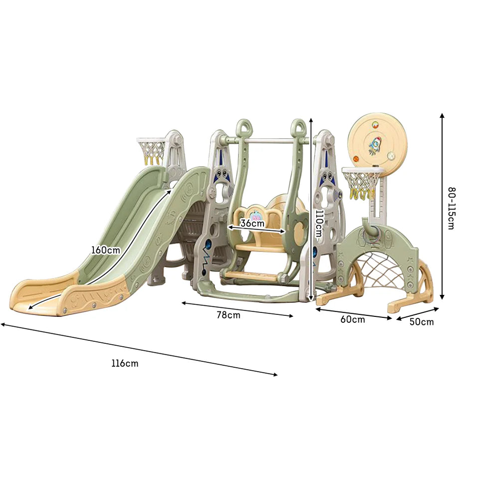 Urban Culture Homes 6-in-1 Children's Slide With Swing | Multi-Activity Play Center with Story Machine