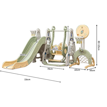 Urban Culture Homes 6-in-1 Children's Slide With Swing | Multi-Activity Play Center with Story Machine