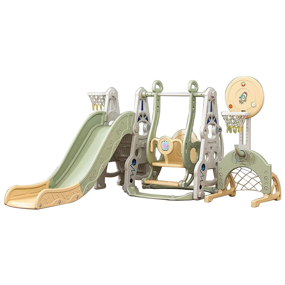 Urban Culture Homes 6-in-1 Children's Slide With Swing | Multi-Activity Play Center with Story Machine
