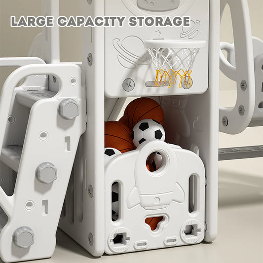 Urban Culture Homes 4-in-1 Children's Slide With Swing | Multi-Activity Play Center with Story Machine