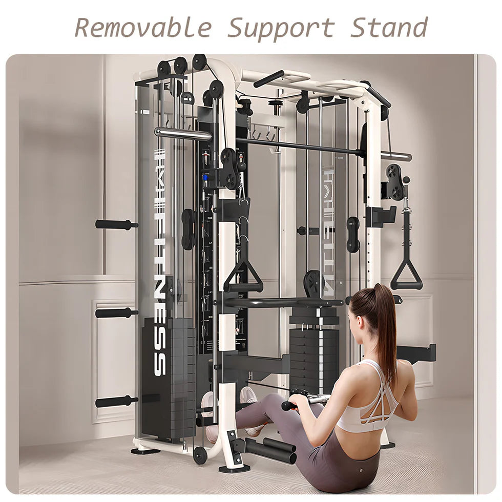 All-in-One Functional Trainer – Dual 65kg/90kg Stacks, Full-Body Gym with Lat Pulldown, Smith, Row & More