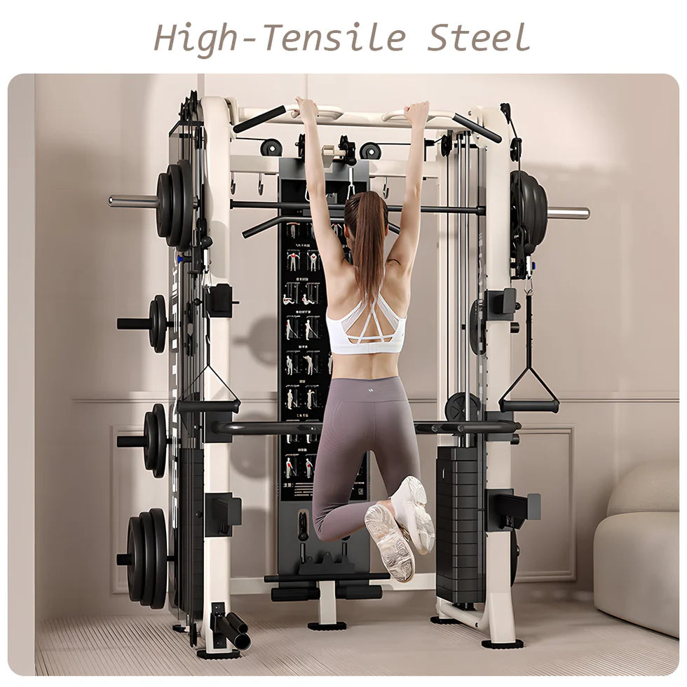 All-in-One Functional Trainer – Dual 65kg/90kg Stacks, Full-Body Gym with Lat Pulldown, Smith, Row & More
