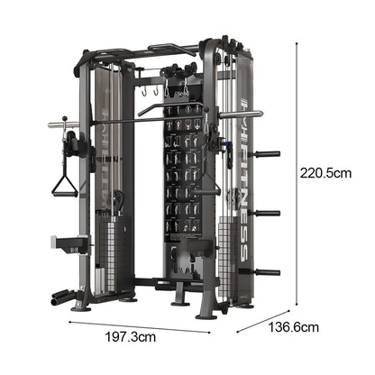 All-in-One Functional Trainer – Dual 65kg/90kg Stacks, Full-Body Gym with Lat Pulldown, Smith, Row & More