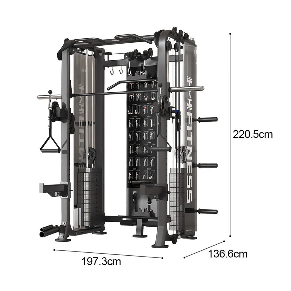 All-in-One Functional Trainer – Dual 65kg/90kg Stacks, Full-Body Gym with Lat Pulldown, Smith, Row & More