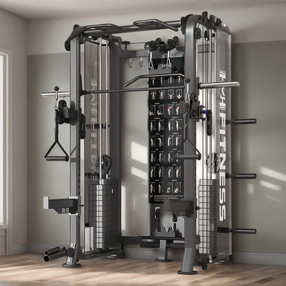 All-in-One Functional Trainer – Dual 65kg/90kg Stacks, Full-Body Gym with Lat Pulldown, Smith, Row & More