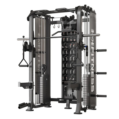 All-in-One Functional Trainer – Dual 65kg/90kg Stacks, Full-Body Gym with Lat Pulldown, Smith, Row & More