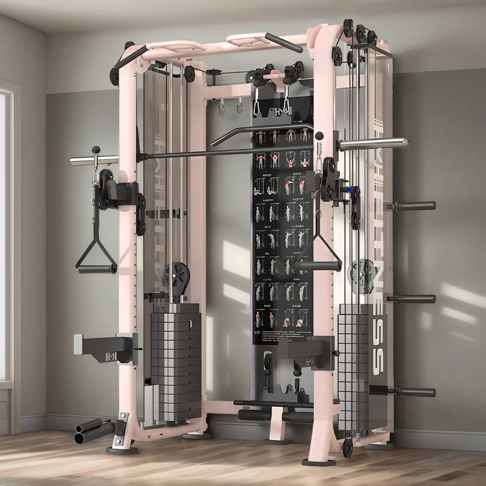 All-in-One Functional Trainer – Dual 65kg/90kg Stacks, Full-Body Gym with Lat Pulldown, Smith, Row & More