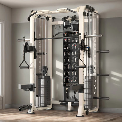 All-in-One Functional Trainer – Dual 65kg/90kg Stacks, Full-Body Gym with Lat Pulldown, Smith, Row & More