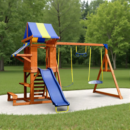 Urban Culture Homes All-In-One Outdoor Children's Play Equipment | Premium Playground with Slide, Swings & Climbing