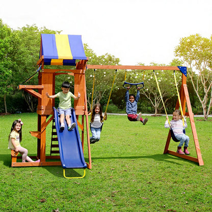 Urban Culture Homes All-In-One Outdoor Children's Play Equipment | Premium Playground with Slide, Swings & Climbing