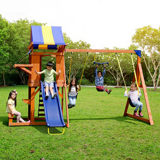 Urban Culture Homes All-In-One Outdoor Children's Play Equipment | Premium Playground with Slide, Swings & Climbing