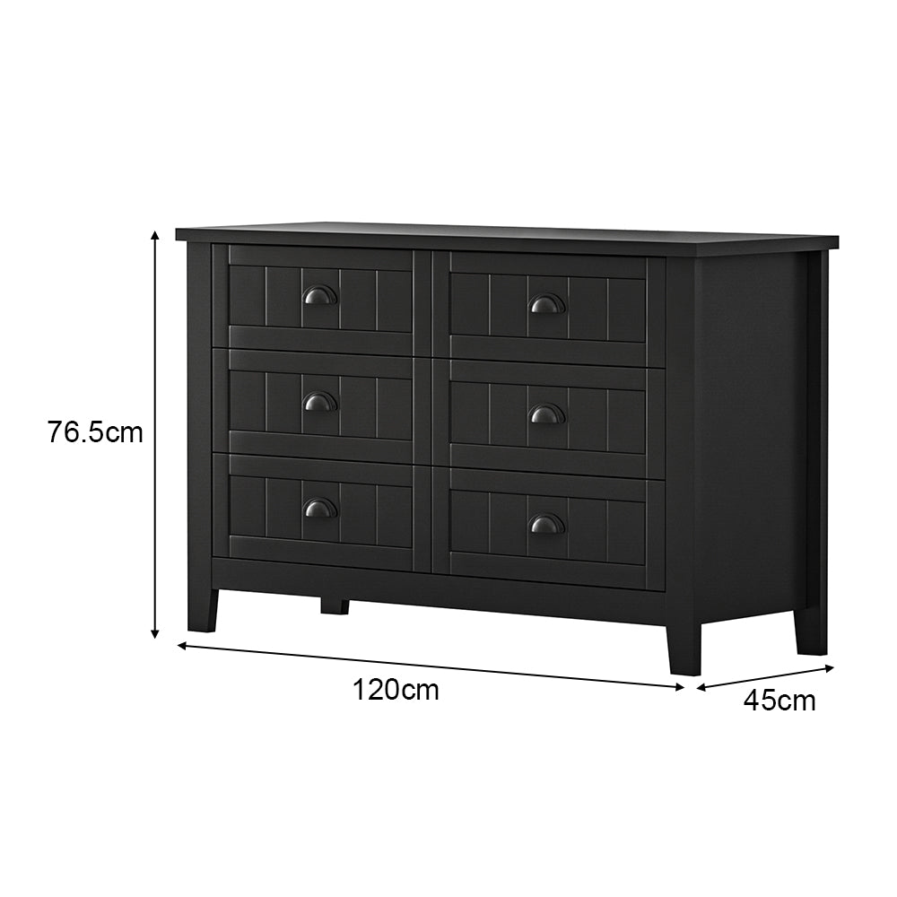 Black 6-Drawer Particle Board Storage Cabinet — Spacious, Stylish & Smart