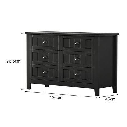 Black 6-Drawer Particle Board Storage Cabinet — Spacious, Stylish & Smart