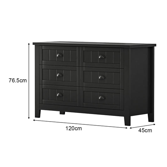 Black 6-Drawer Particle Board Storage Cabinet — Spacious, Stylish & Smart