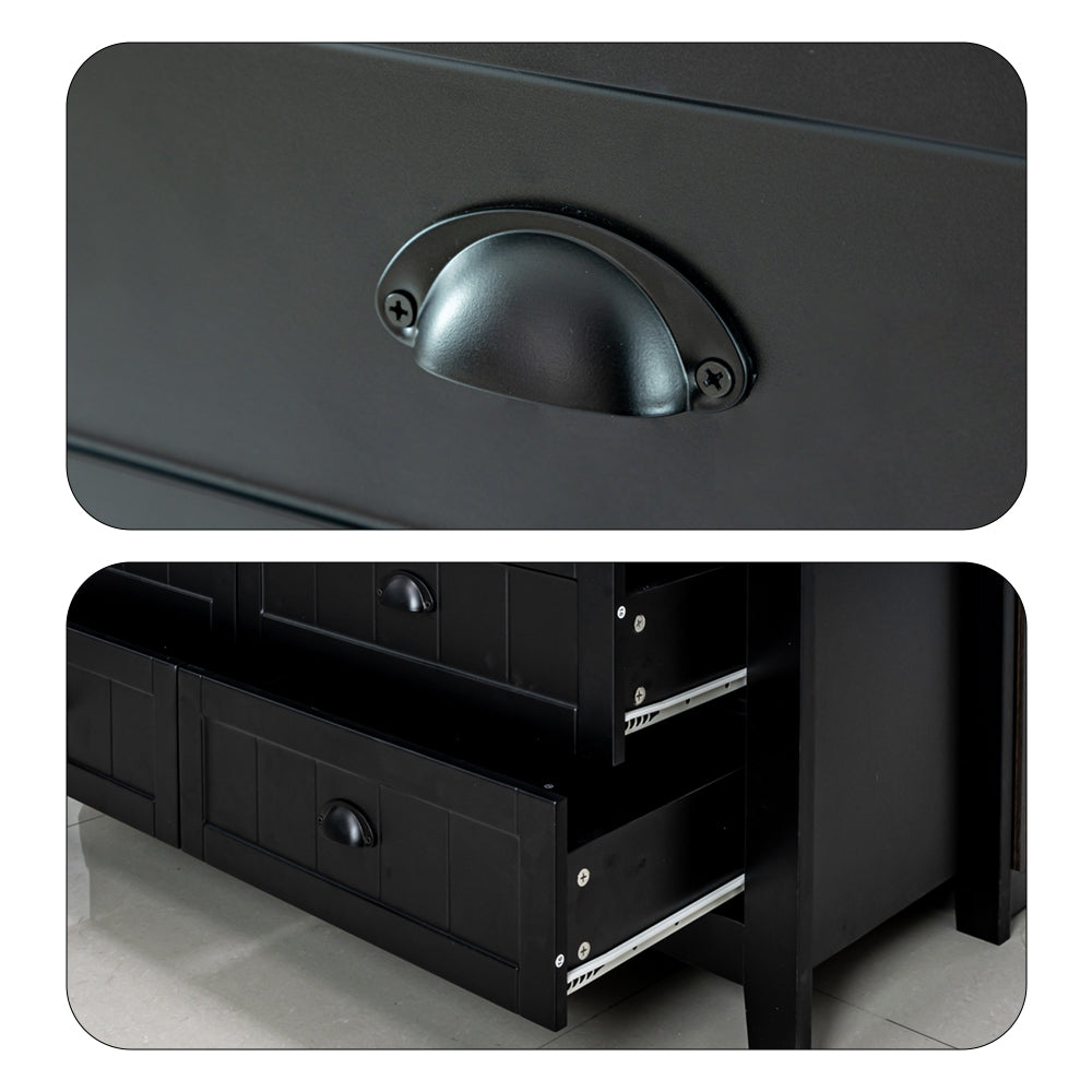 Black 6-Drawer Particle Board Storage Cabinet — Spacious, Stylish & Smart