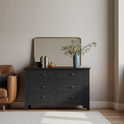 Black 6-Drawer Particle Board Storage Cabinet — Spacious, Stylish & Smart