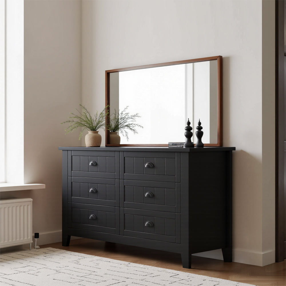 Black 6-Drawer Particle Board Storage Cabinet — Spacious, Stylish & Smart