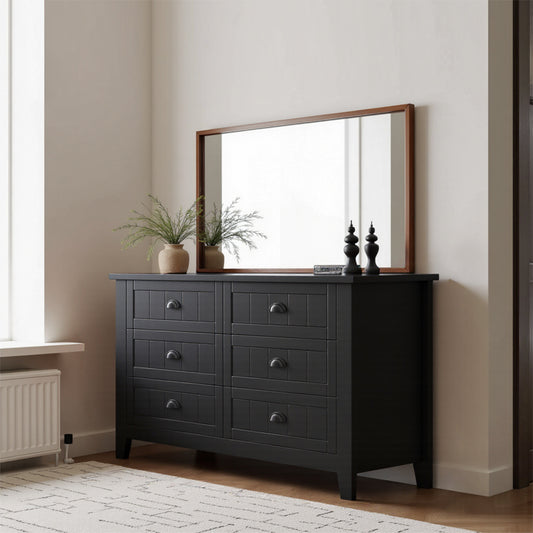 Black 6-Drawer Particle Board Storage Cabinet — Spacious, Stylish & Smart