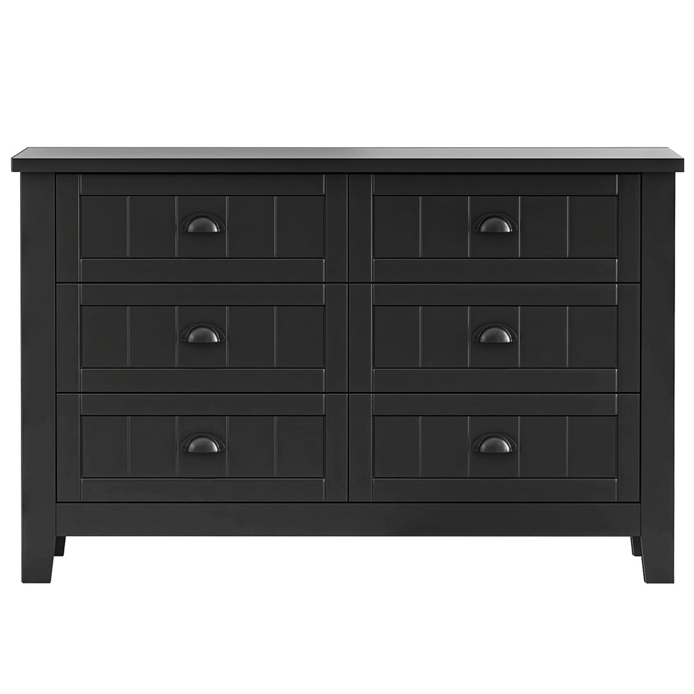 Black 6-Drawer Particle Board Storage Cabinet — Spacious, Stylish & Smart