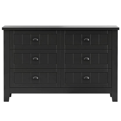 Black 6-Drawer Particle Board Storage Cabinet — Spacious, Stylish & Smart