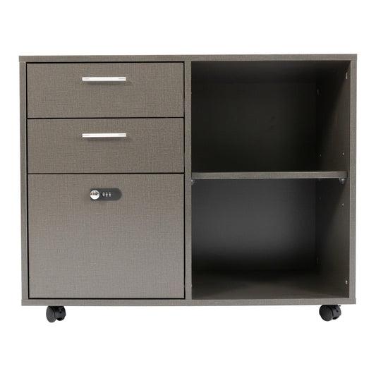 2-Drawer Lockable Filing Cabinet with Open Shelves — Compact & Secure Storage
