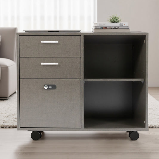 2-Drawer Lockable Filing Cabinet with Open Shelves — Compact & Secure Storage