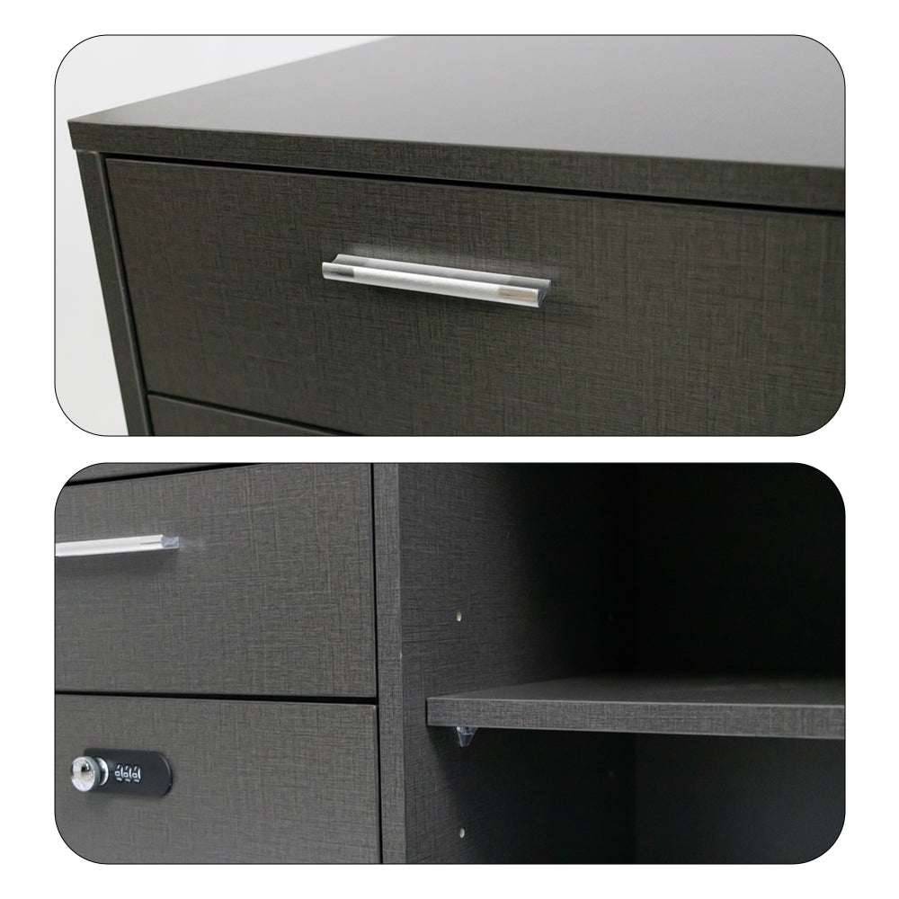 2-Drawer Lockable Filing Cabinet with Open Shelves — Compact & Secure Storage