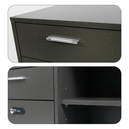 2-Drawer Lockable Filing Cabinet with Open Shelves — Compact & Secure Storage