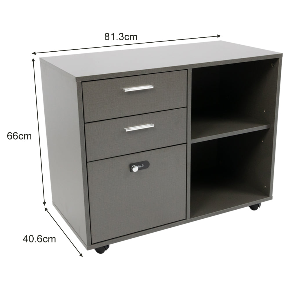 2-Drawer Lockable Filing Cabinet with Open Shelves — Compact & Secure Storage