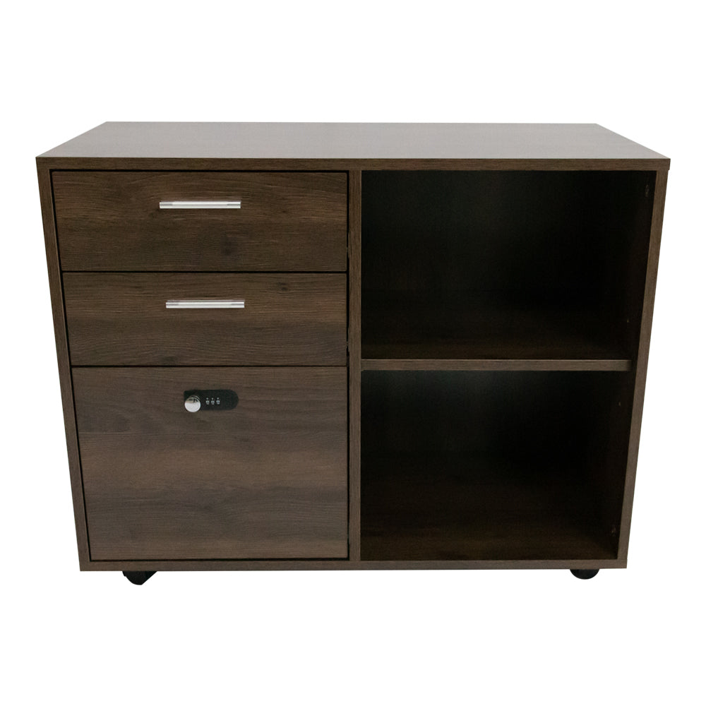 2-Drawer Locking File Cabinet with Partitioned Storage & Open Shelves
