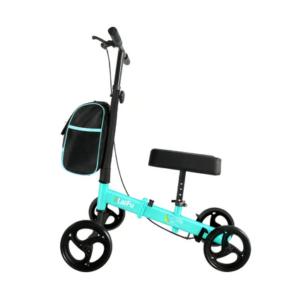 Foldable Knee Scooter Walker with Storage Bag – Adjustable Height, Non-Slip Wheels, Stylish Recovery Aid