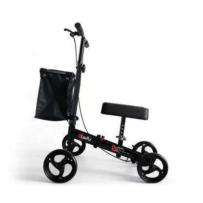 Foldable Knee Scooter Walker with Storage Bag – Adjustable Height, Non-Slip Wheels, Portable Recovery Aid