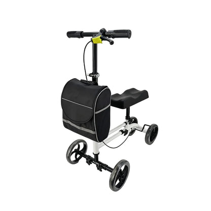 Foldable Knee Scooter Walker with Storage Bag – Adjustable Height, Stable Braking, Portable Mobility Aid