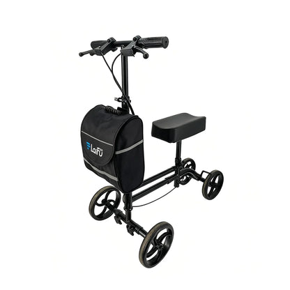 Foldable Knee Scooter Walker with Storage Bag – Adjustable Height, Stable Braking, Portable Mobility Aid
