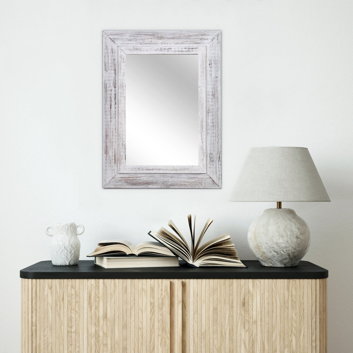 Rustic Rectangular Wall Mirror Harbor Oak Whitewashed Wall Mirror – Rustic Rectangle with Timber Frame ...