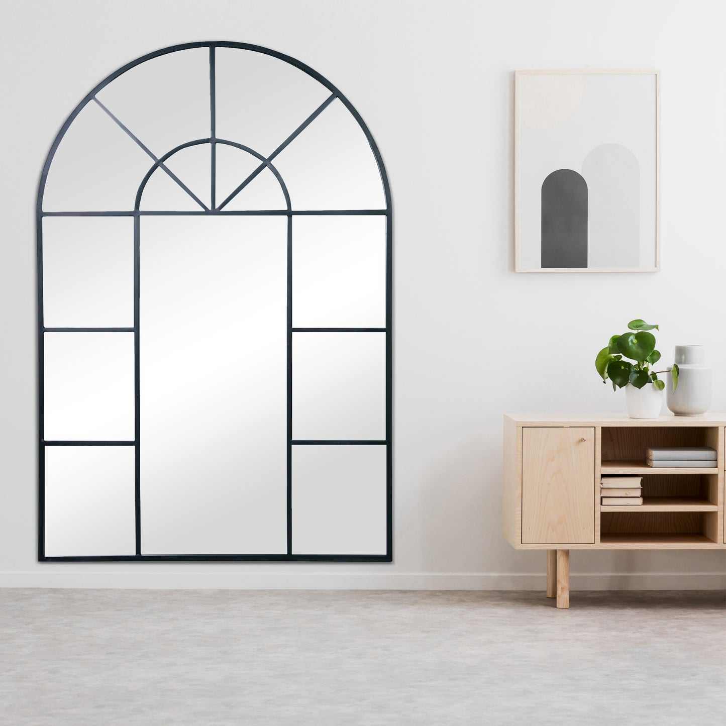 Grand Arched Windowpane Mirror