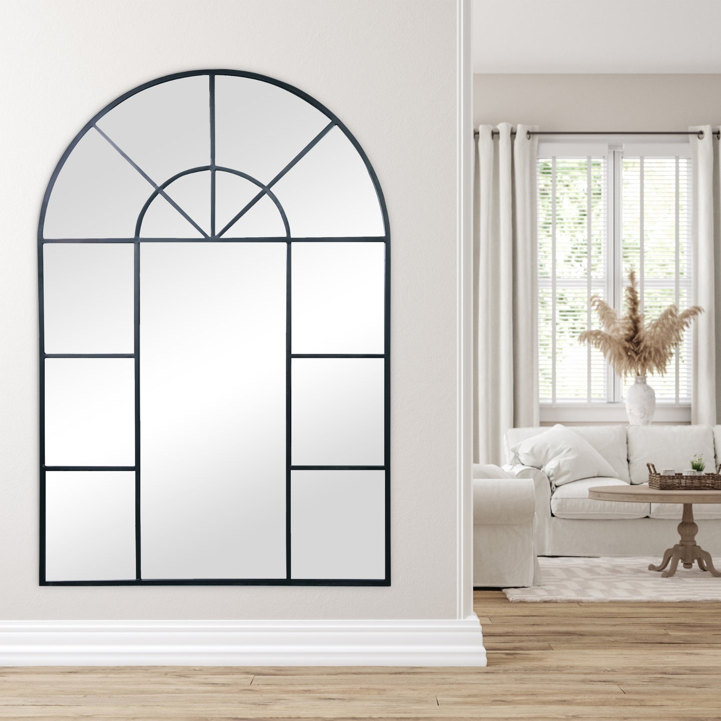 Grand Arched Windowpane Mirror