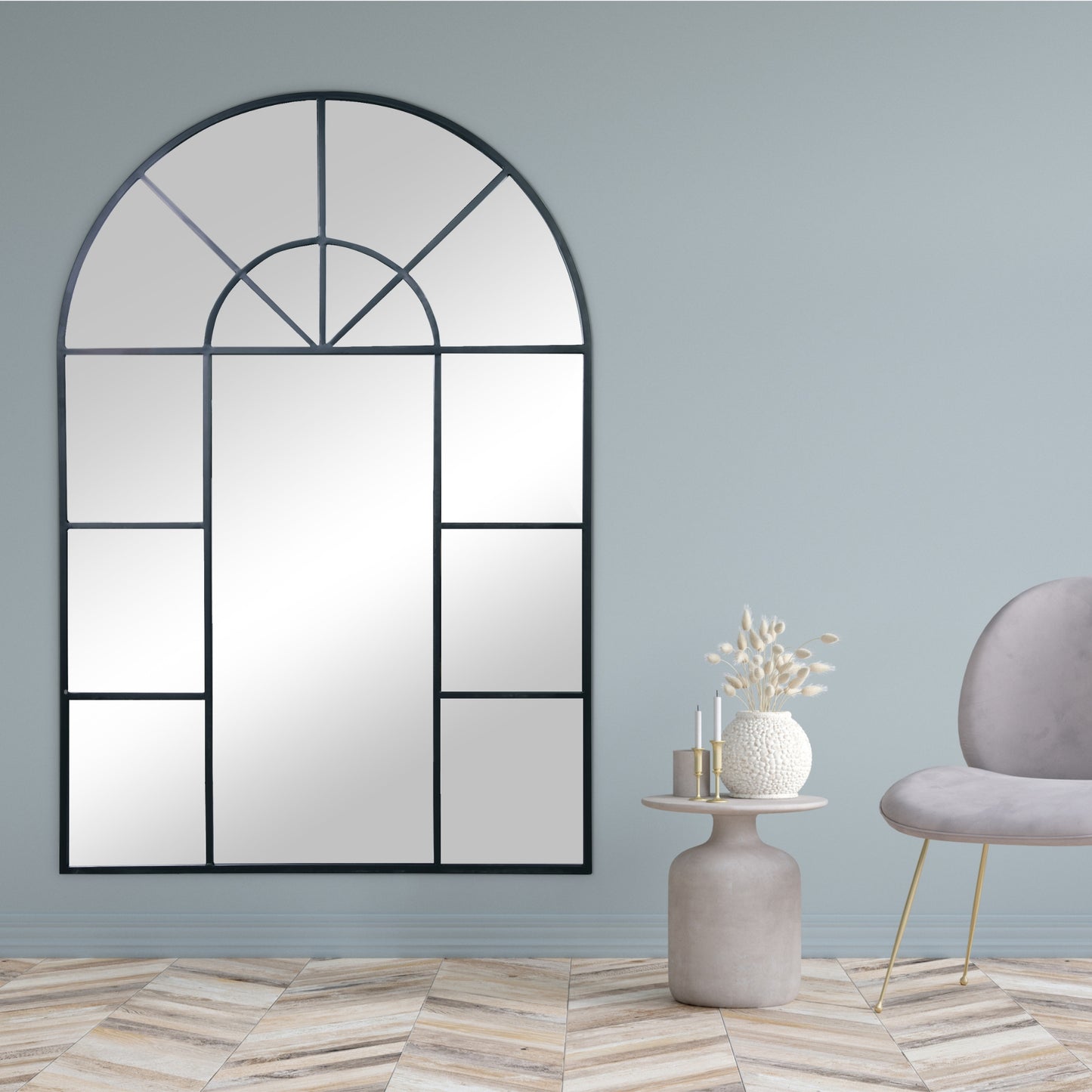 Grand Arched Windowpane Mirror