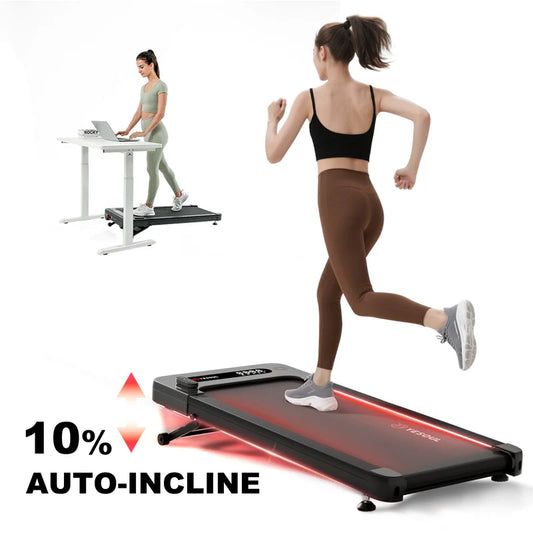Smart Walking Pad with 10% Auto Incline, Remote Control & Quiet Motor