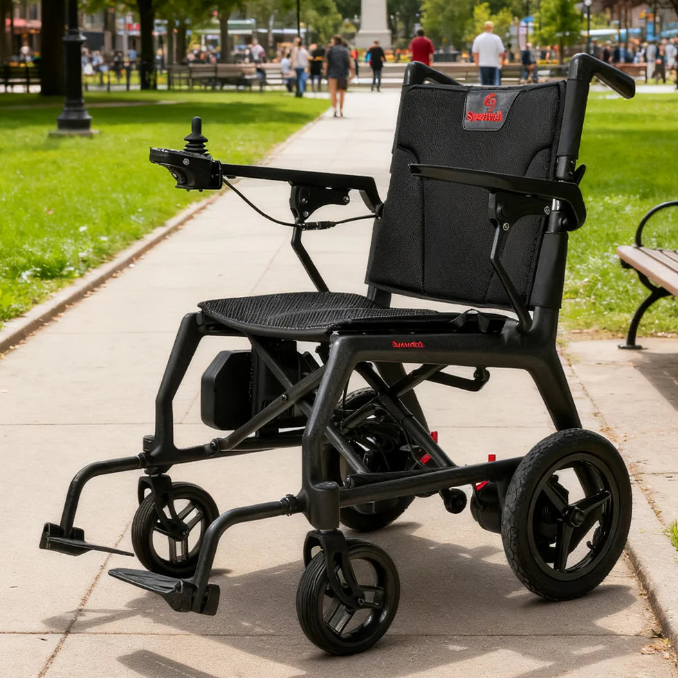 Foldable 24V10Ah Electric Wheelchair with Brushless Motors – Airline-Approved, Ultra-Lightweight Carbon Fiber, 3-in-1 Versatility