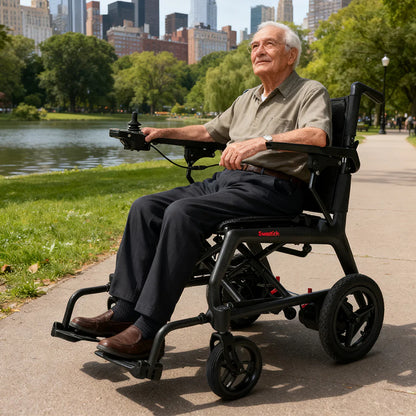 Foldable 24V10Ah Electric Wheelchair with Brushless Motors – Airline-Approved, Ultra-Lightweight Carbon Fiber, 3-in-1 Versatility