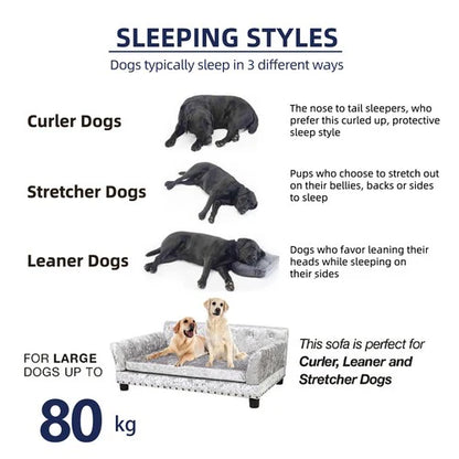 Deluxe Velvet Dog Sofa Bed 96cm | Memory Foam Pet Couch Large