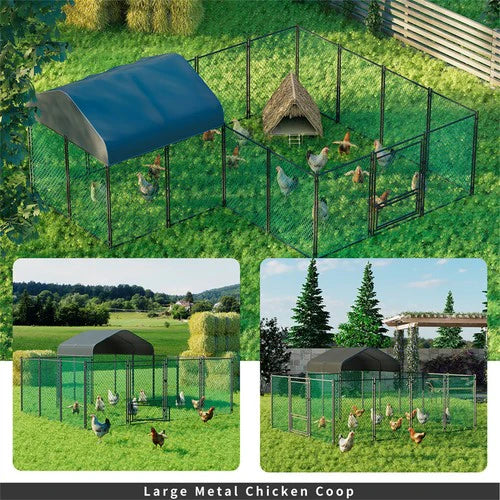 Walk-In Chicken Coop 393cm | Heavy Duty Poultry Run with Cover