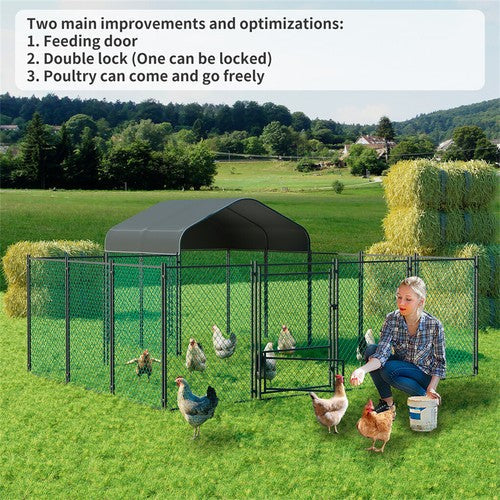 Walk-In Chicken Coop 393cm | Heavy Duty Poultry Run with Cover
